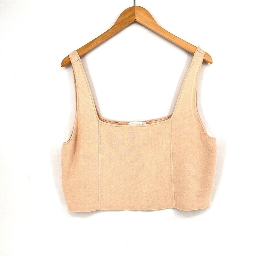 House Of Harlow 1960 Tank Top Crop Top Women's Sz XL Beige Cream Ribbed Minimal